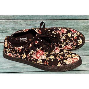 Mossimo Supply Co Black Floral Low Top Lace Up Womens Skater Shoe Sneakers 10